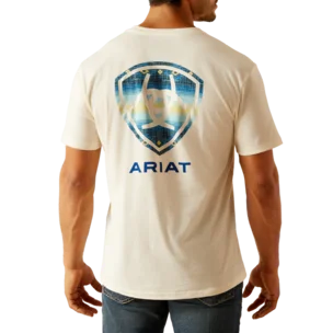 Men’s short-sleeve yew tees-Ariat Men's Aztec Shield Logo T-Shirt in Off White