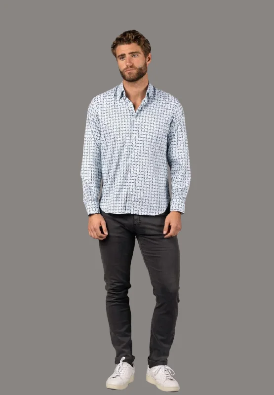 Men's subtle micro-prism shirts-Blue Diamonds and Aquamarine Swirls Shirt