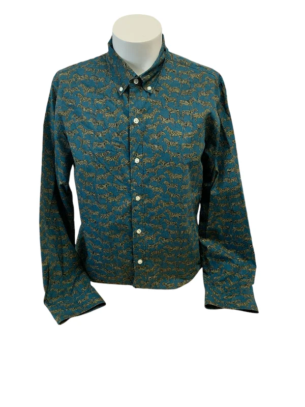 Men's elegant prism-back shirts-Bonobas Men's Shirt Teal L