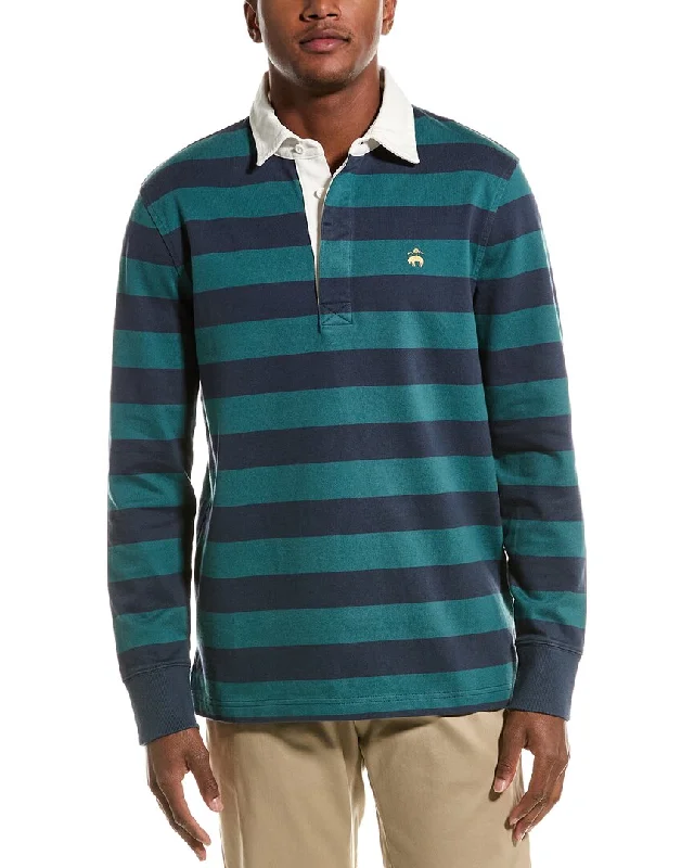 Men’s short-sleeve wisp tees-Brooks Brothers Rugby Stripe Polo Shirt