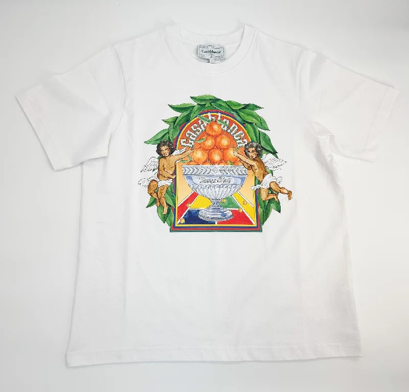 Men’s short-sleeve wisp shirts-Casablanca White Casa Way Triomphe D'orange T-Shirt