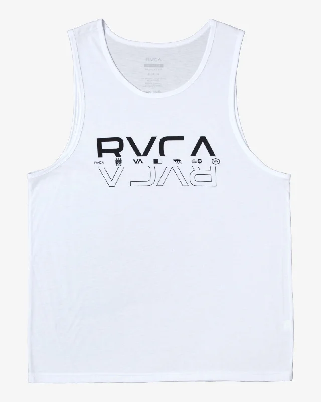 Men’s short-sleeve idle shirts-Double RVCA Split Tank - White