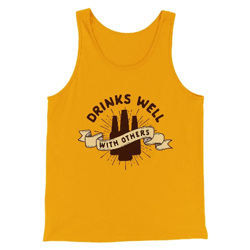 Men’s short-sleeve quill tops-Drinks Well with Others Men/Unisex Tank Top