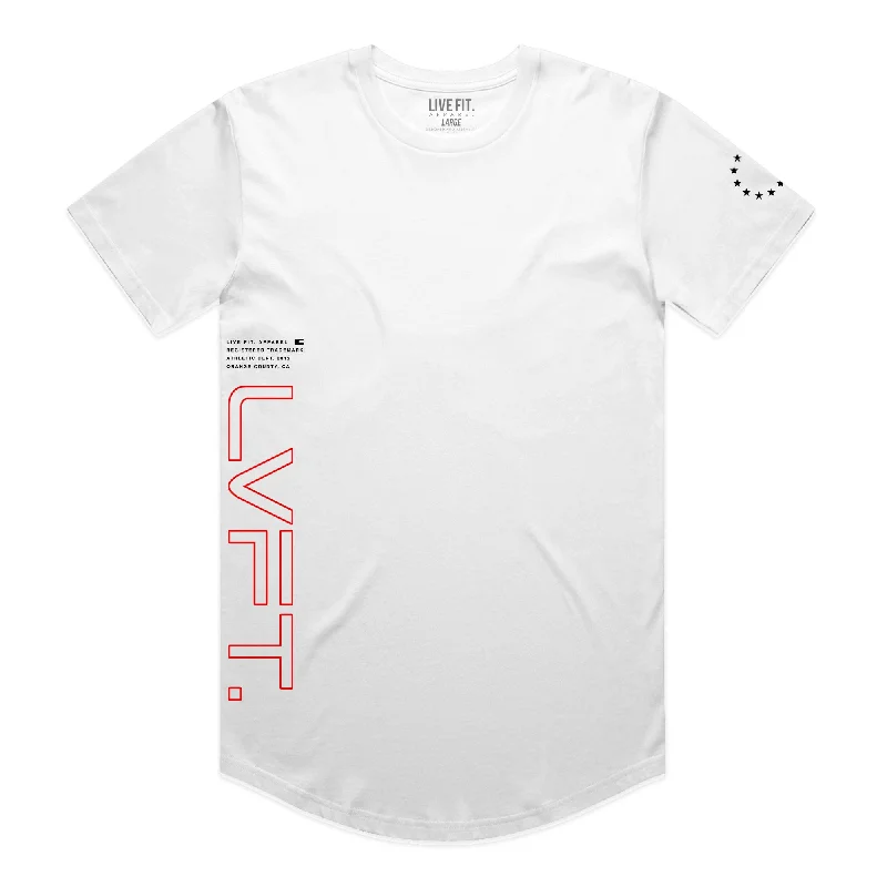 Men’s short-sleeve haven shirts-Dynamic Scallop Tee - White / Red