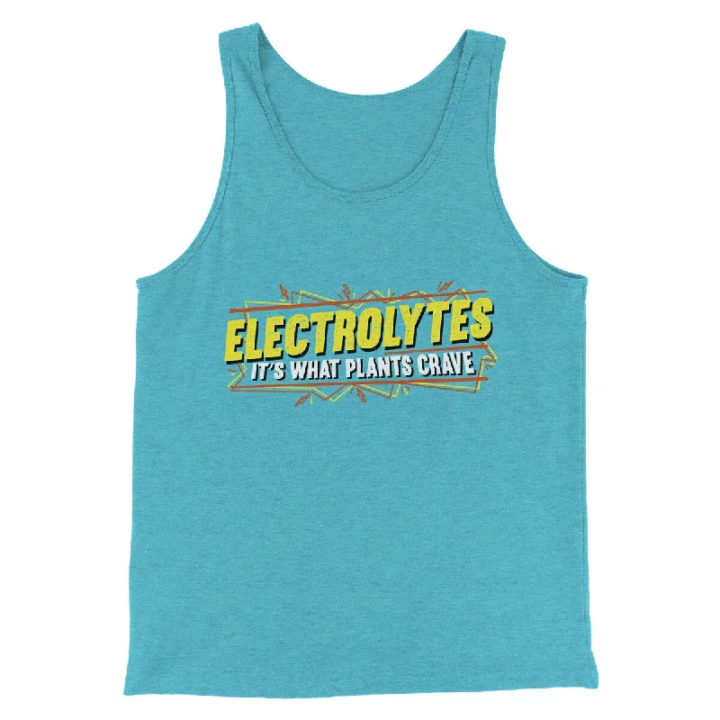 Men’s short-sleeve elm tops-Electrolytes It’s What Plants Crave Funny Movie Men/Unisex Tank Top