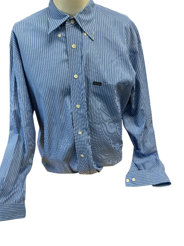 Men's elegant prism-cuff shirts-Faconnable Men's Shirt Blue L