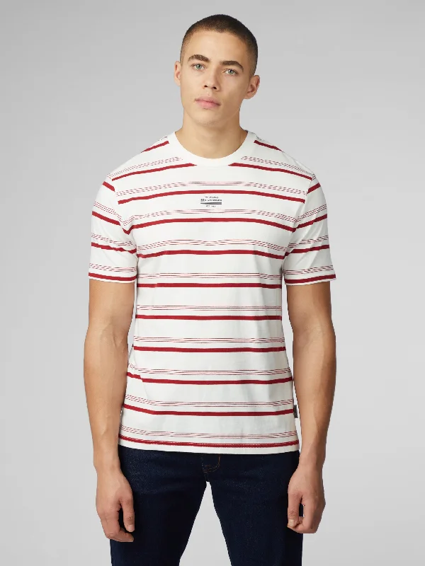 Men’s short-sleeve lilt tops-Signature Fine Stripe Tee - Snow White