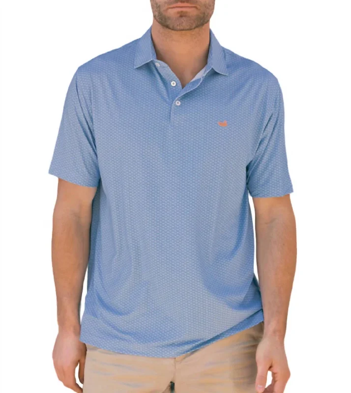 Men’s short-sleeve moot tees-Flyline Performance Polo In Navy Fan Shell