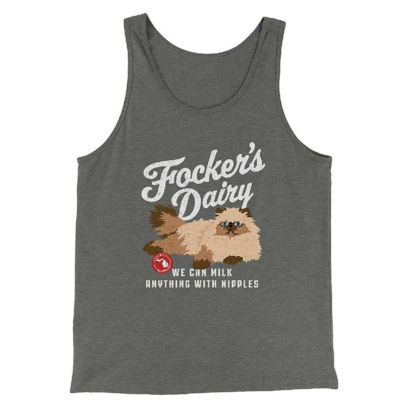 Men’s short-sleeve inlay tees-Focker's Dairy Funny Movie Men/Unisex Tank Top