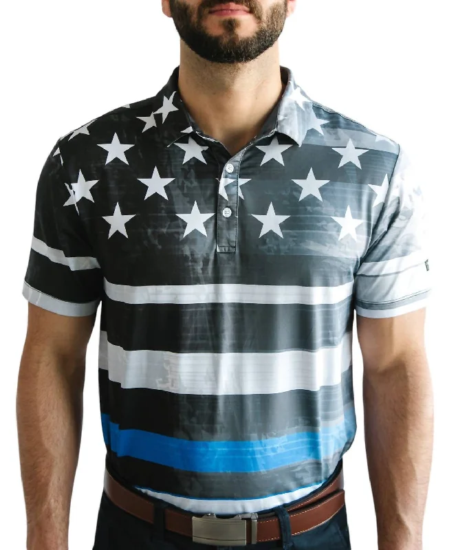 Men’s short-sleeve rime tops-Golf Polo In Thin Blue Line