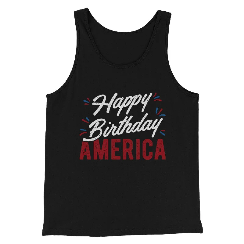 Men’s short-sleeve loam shirts-Happy Birthday America Men/Unisex Tank Top