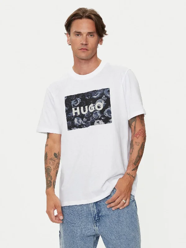 Men’s short-sleeve cairn tees-Hugo Men's Dulive Square Logo Short Sleeve T-Shirt, White