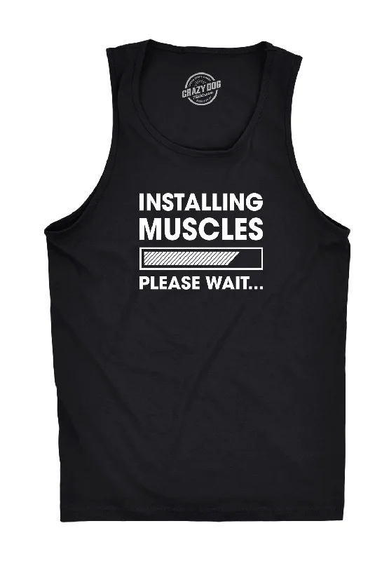 Men’s short-sleeve urn shirts-Installing Muscles Men's Tank Top