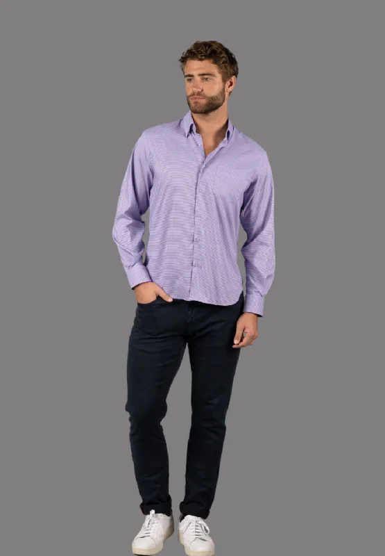 Men's stylish regimental shirts-Lilac and White Check Shirt