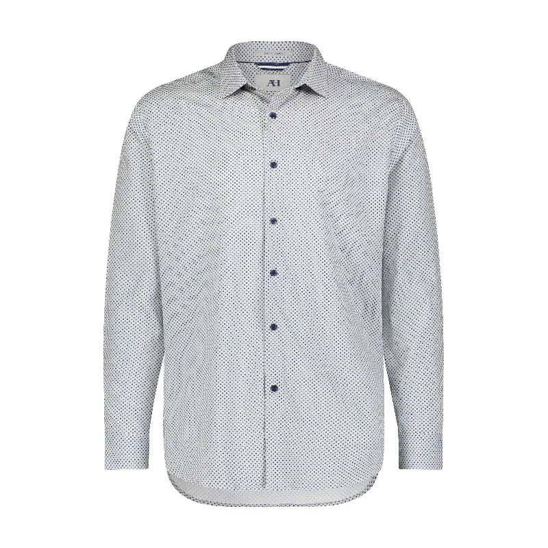 Men's classic pick-stitch shirts-Medalian Geometric Printed Shirt