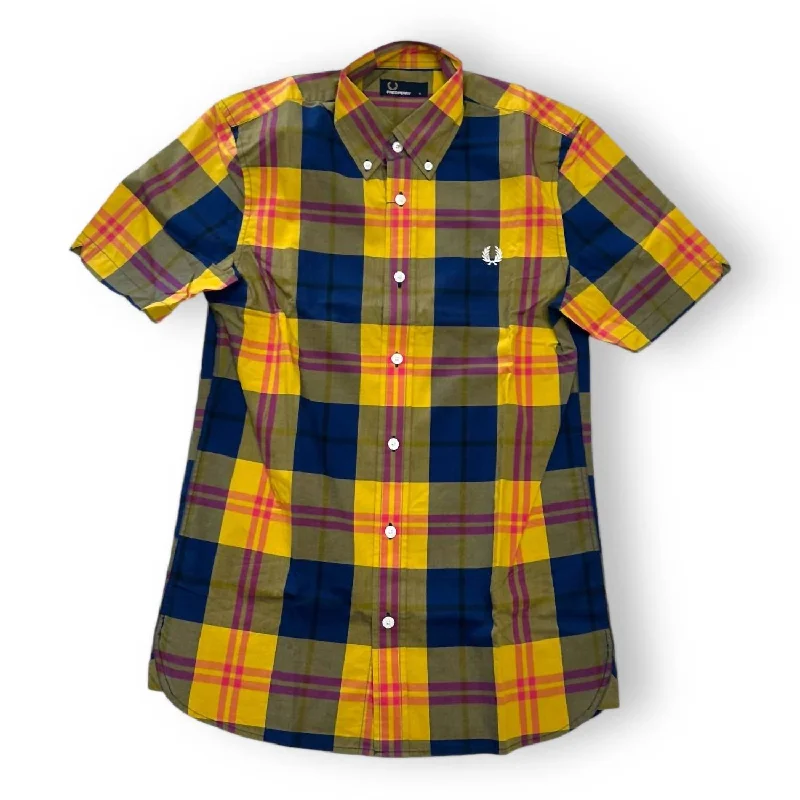 Men’s short-sleeve wren polos-Men's Bold Check Shirt In Mustard