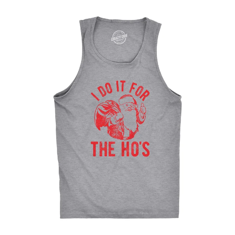 Men’s short-sleeve quip shirts-Mens I Do It For The Hos Fitness Tank Funny Christmas Sarcastic Humor Tanktop