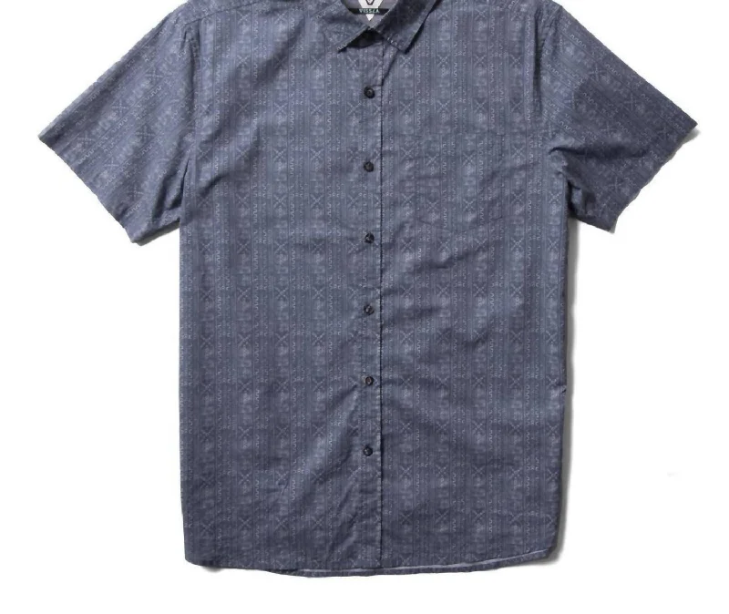 Men's elegant helix-front shirts-Men's Langebaan Eco Short Sleeve Button Up Shirt In Midnight