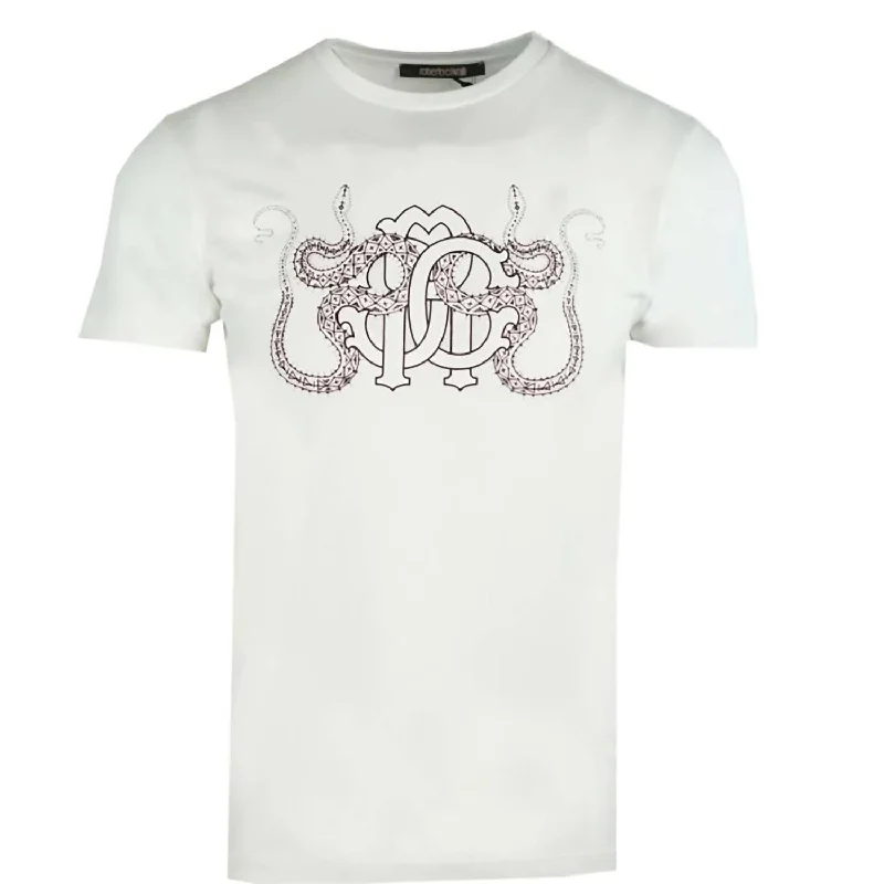 Men’s short-sleeve rime polos-Men's Mirror Logo Short Sleeve Crew Neck T-Shirt In White