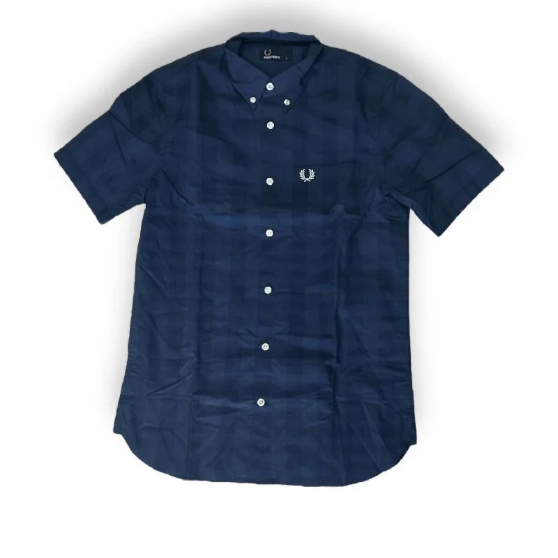 Men’s short-sleeve cairn tees-Men's Tonal Gingham Shirt In Blue