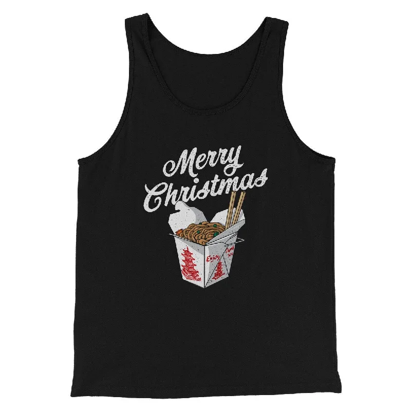 Men’s short-sleeve kink shirts-Merry Christmas Takeout Funny Hanukkah Men/Unisex Tank Top