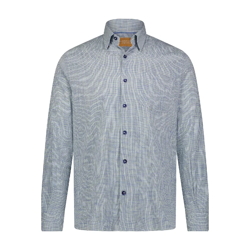 Men's bold ripple-print shirts-Mini Check Shirt