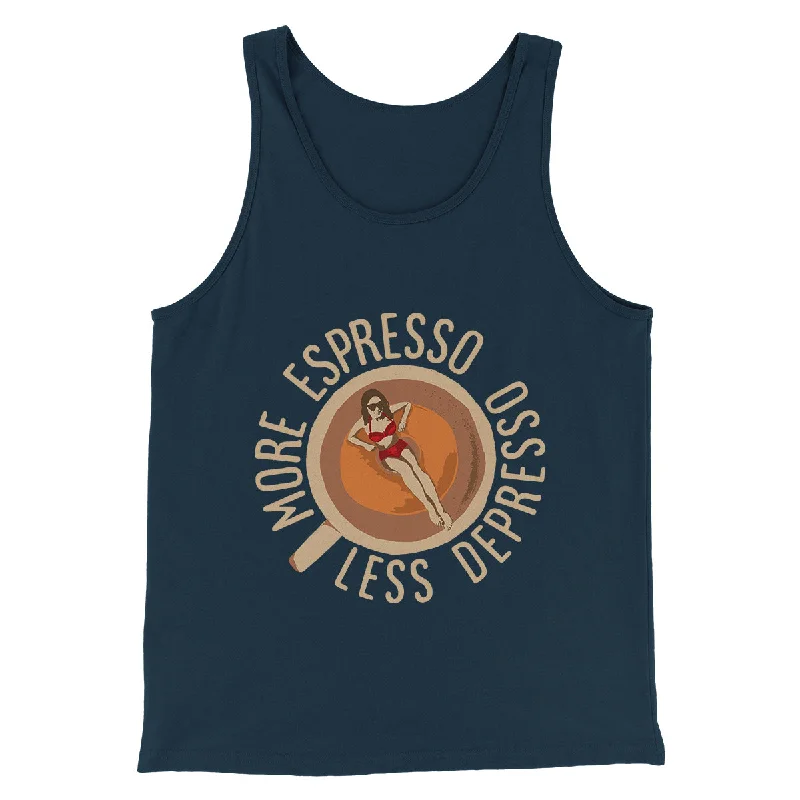 Men’s short-sleeve gable polos-More Espresso Less Depresso Men/Unisex Tank Top