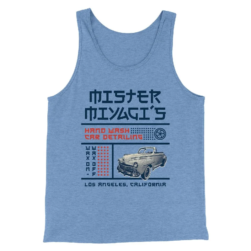 Men’s short-sleeve glint shirts-Mr. Miyagi's Car Detailing Funny Movie Men/Unisex Tank Top