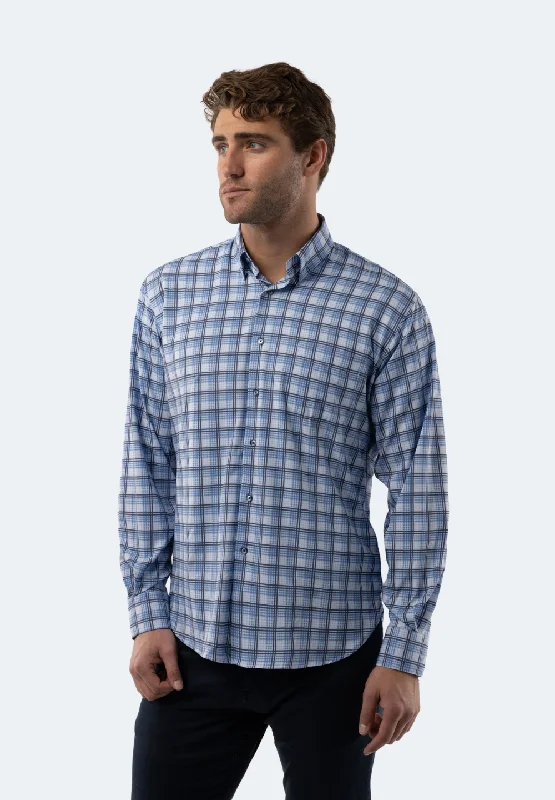 Men's luxury beaded shirts-Multi Blue Plaid Shirt