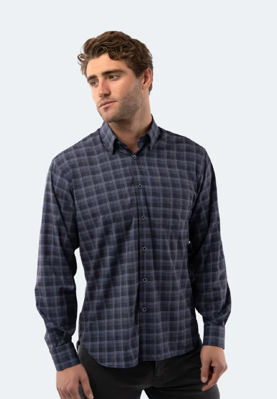 Men's formal sheen-twill shirts-Multi Grey Plaid Shirt