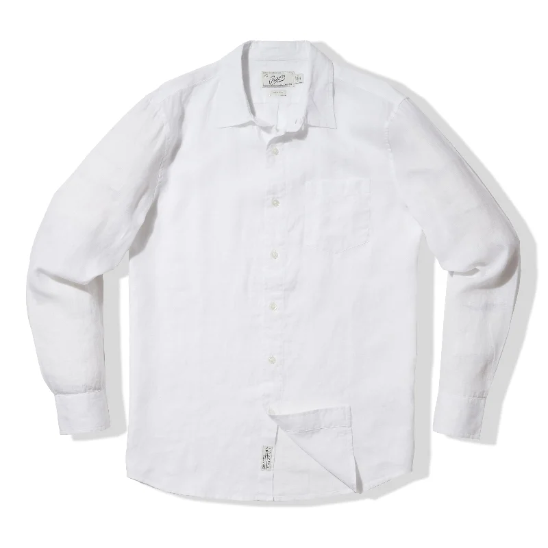 Men’s short-sleeve jinx tops-Nantucket Yarn Dyed Linen Shirt - White