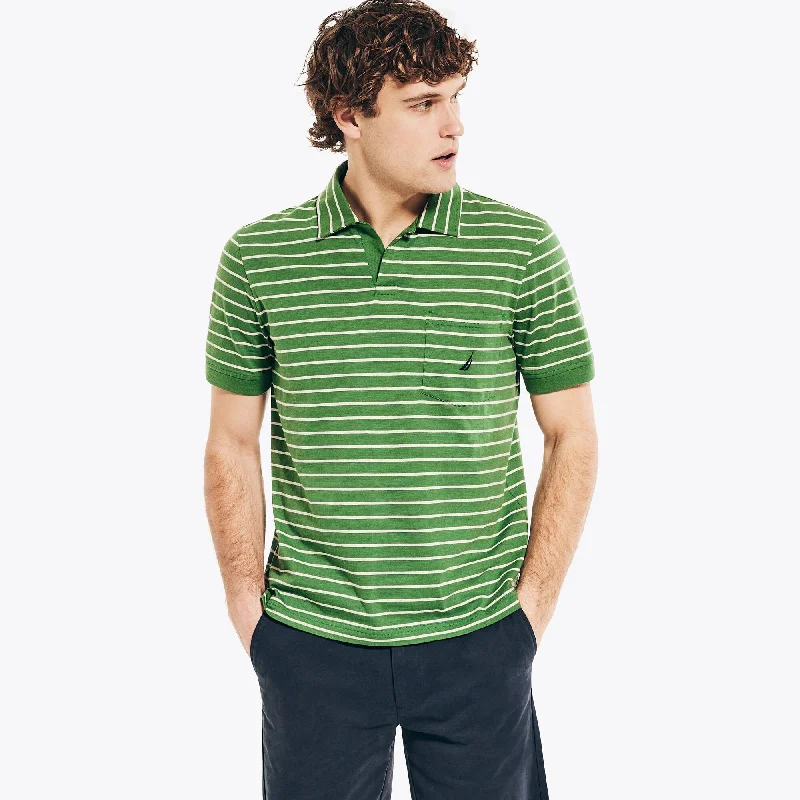 Men’s short-sleeve xeno tops-Nautica Mens Striped Johnny Collar Polo