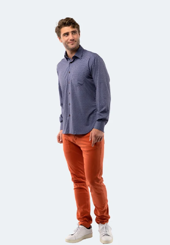 Men's soft ringspun shirts-Navy Floral Shirt