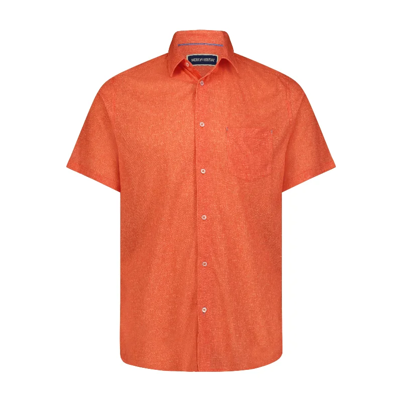 Men's sleek flux shirts-Orange Stretch Short Sleeve Shirt