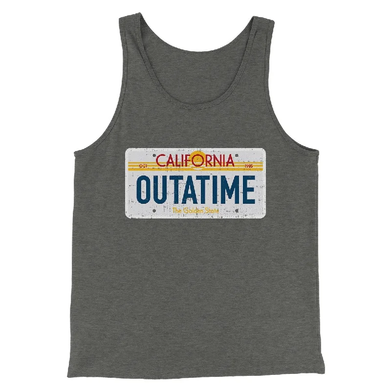 Men’s short-sleeve wisp tees-Outatime License Plate Funny Movie Men/Unisex Tank Top