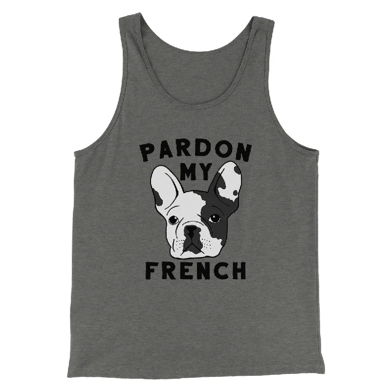 Men’s short-sleeve teak tops-Pardon My French Funny Men/Unisex Tank Top