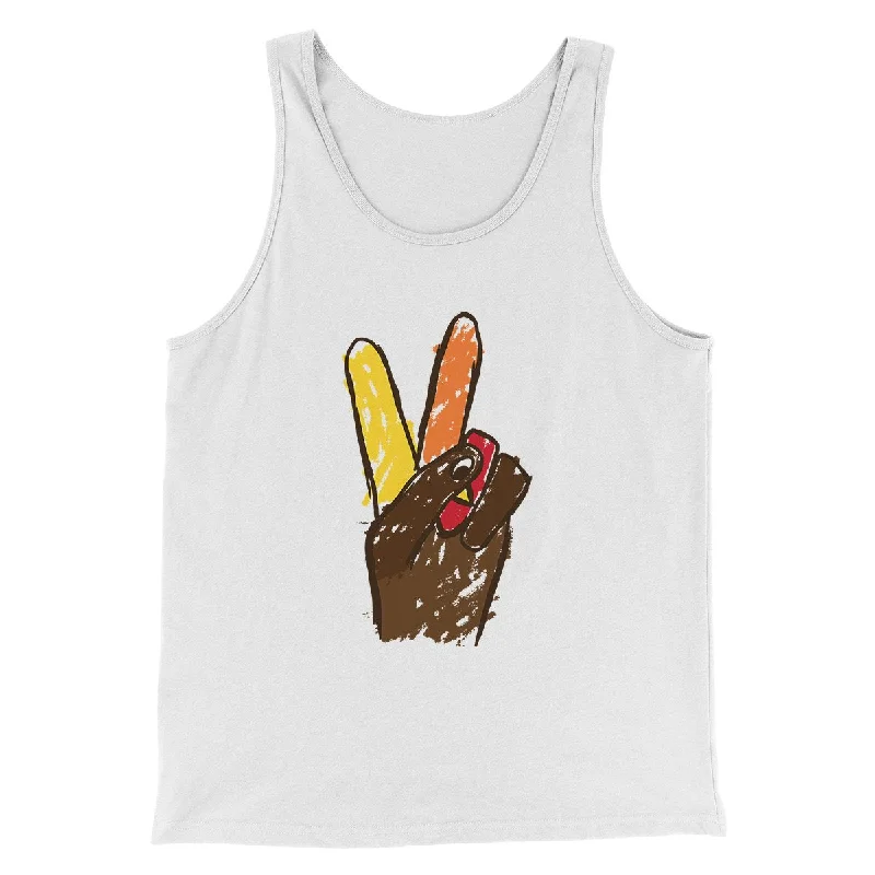 Men’s short-sleeve kite tees-Peace Sign Hand Turkey Funny Thanksgiving Men/Unisex Tank Top