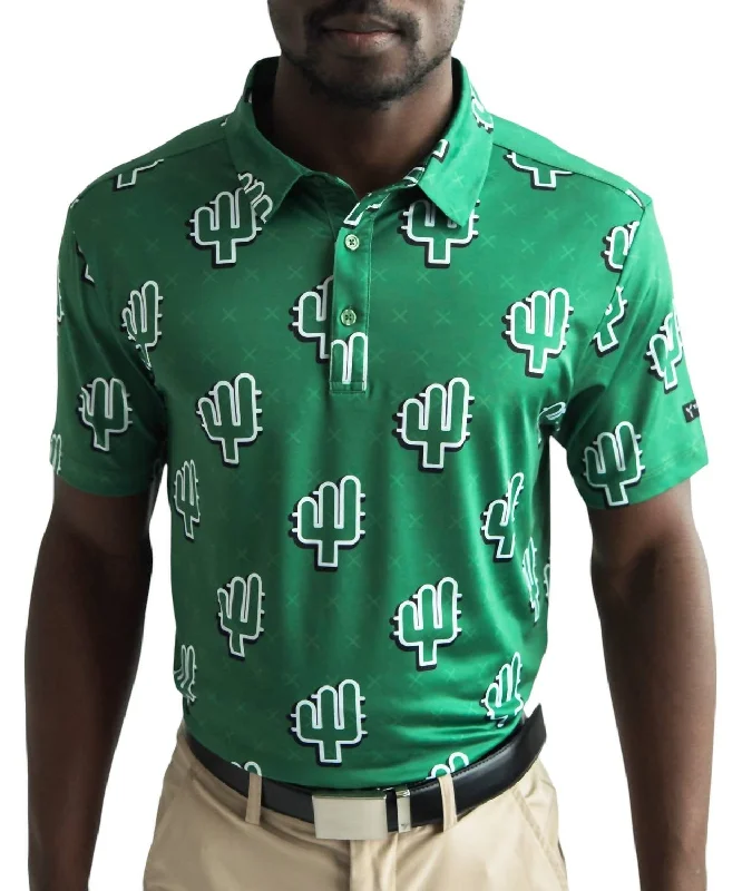 Men’s short-sleeve tilt polos-People's Polo. In Green