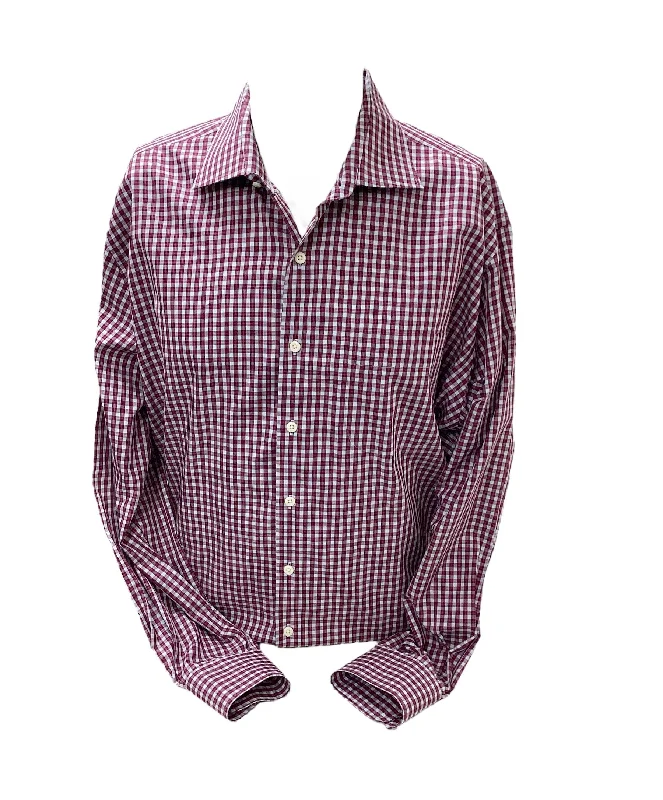 Men's rugged thorn shirts-Peter Millar Men's Shirt Maroon XL