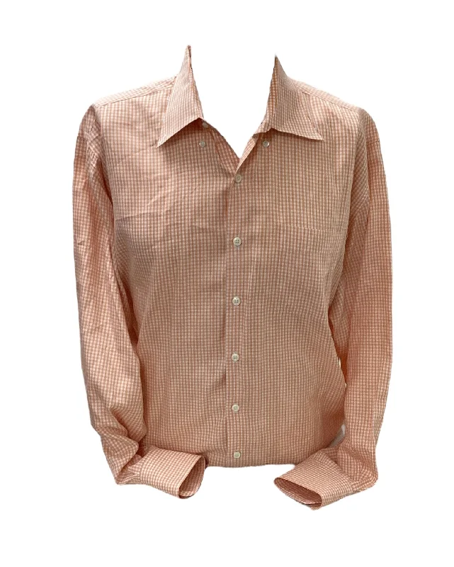 Men's elegant prism-cuff shirts-Peter Millar Men's Shirt Orange XL