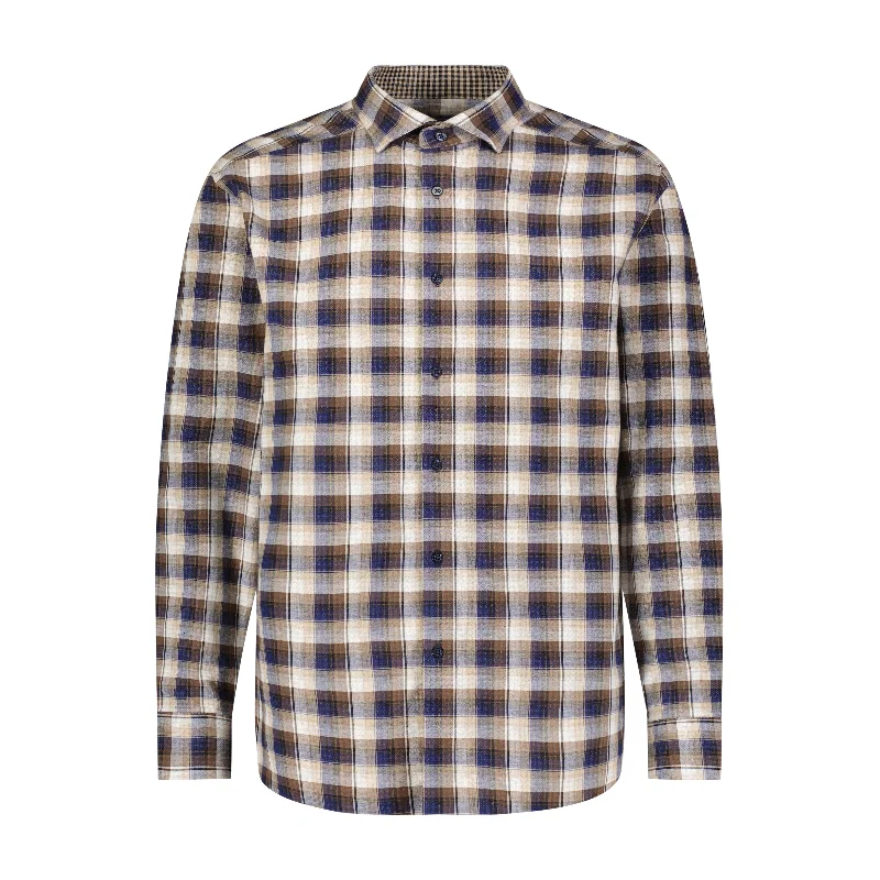 Men's formal sheen-twill shirts-Plaid Gingham Shirt