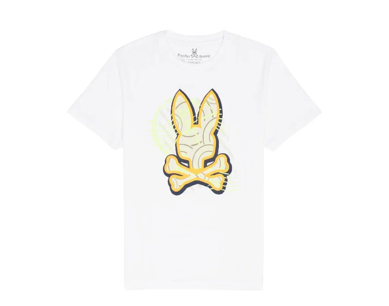 Men’s short-sleeve quip tees-Psycho Bunny Broome Crew Neck Graphic White Men's Tee Shirt B6U997U1PC-WHT