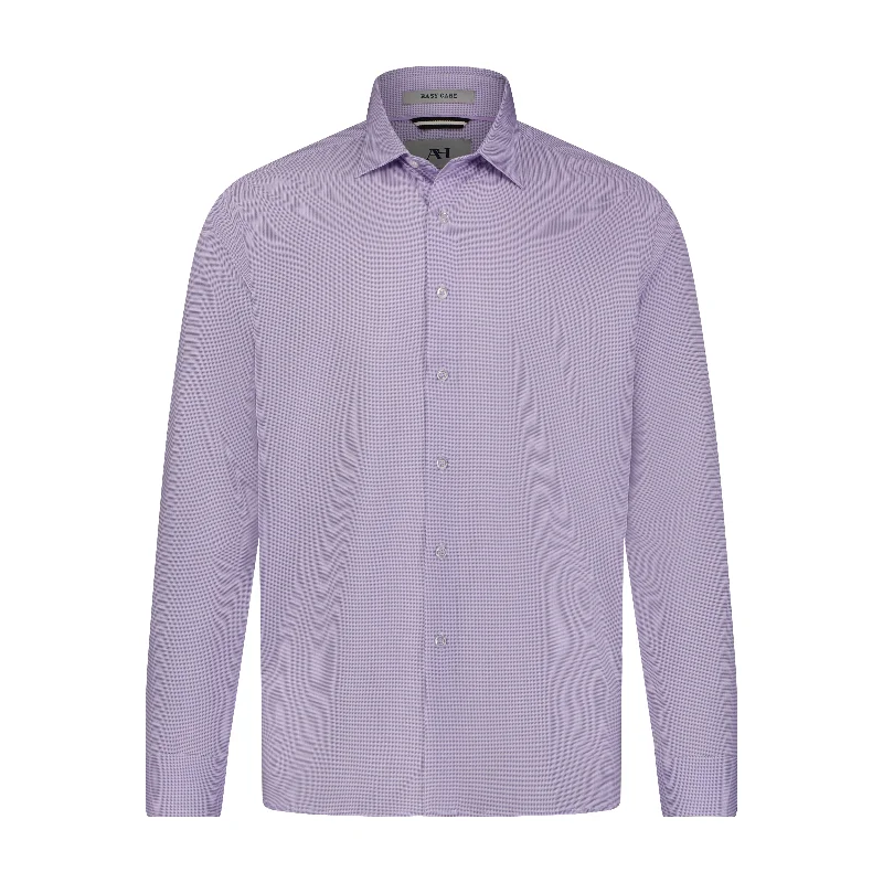 Men's luxury beaded shirts-Purple White Mini Geo Print Hidden Button Down Long Sleeve Shirt