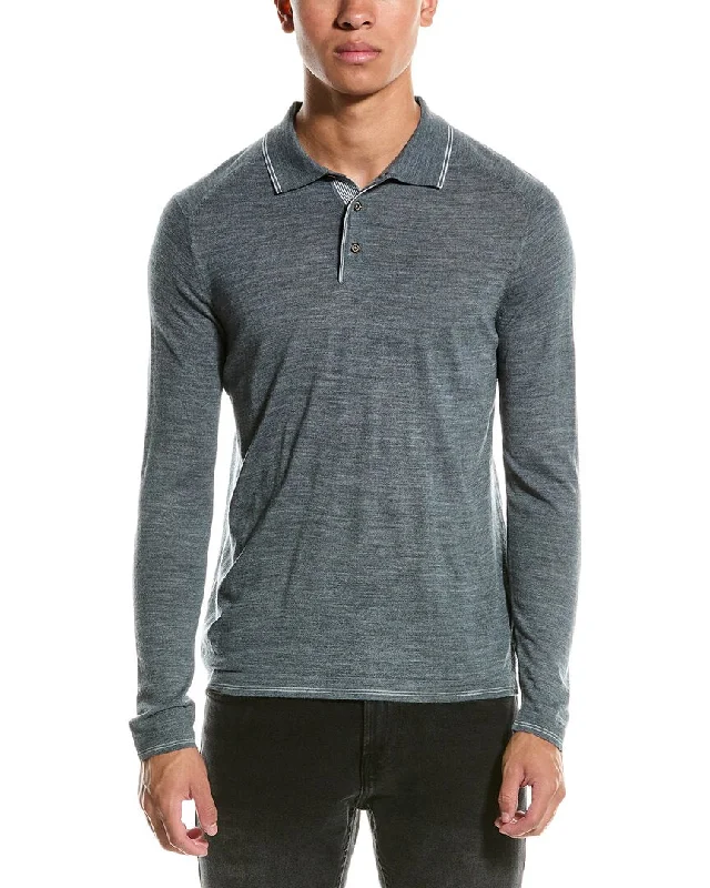 Men’s short-sleeve dusk polos-Raffi Trim Detail Wool-Blend Polo Sweater