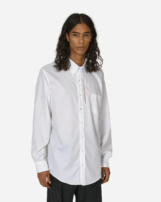 Men’s short-sleeve bunt polos-Cut-Out Longsleeve Shirt White