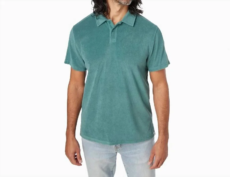 Men’s short-sleeve umber tops-Ravello Terry Polo Shirt In Seapine Green