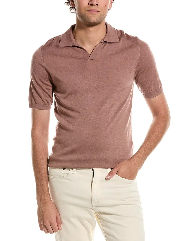 Men’s short-sleeve sable polos-Reiss Duchie Merino Wool Open Collar Polo Shirt