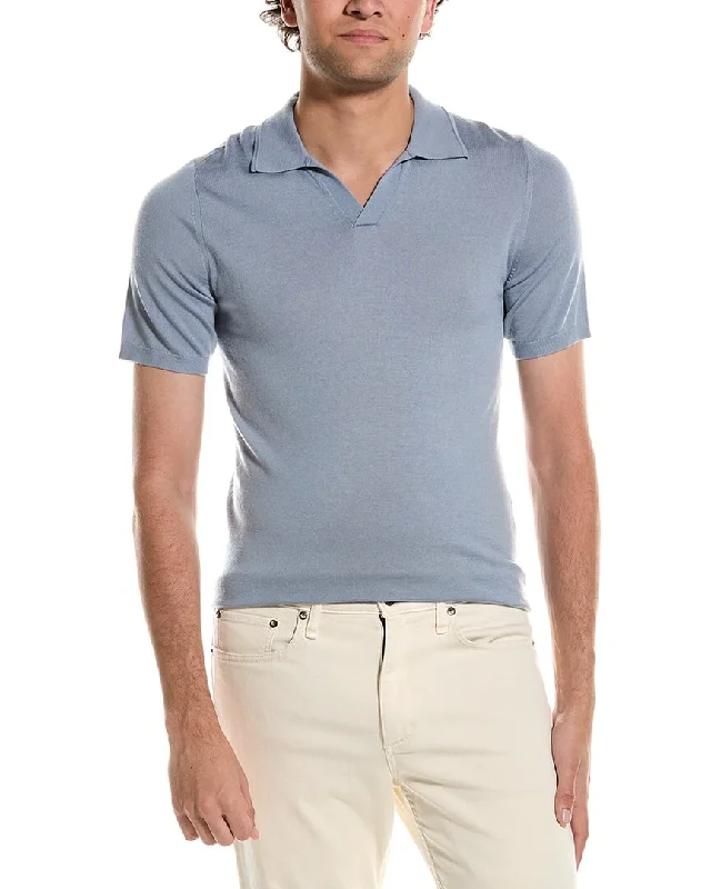 Men’s short-sleeve vale polos-Reiss Duchie Merino Wool Open Collar Polo Shirt