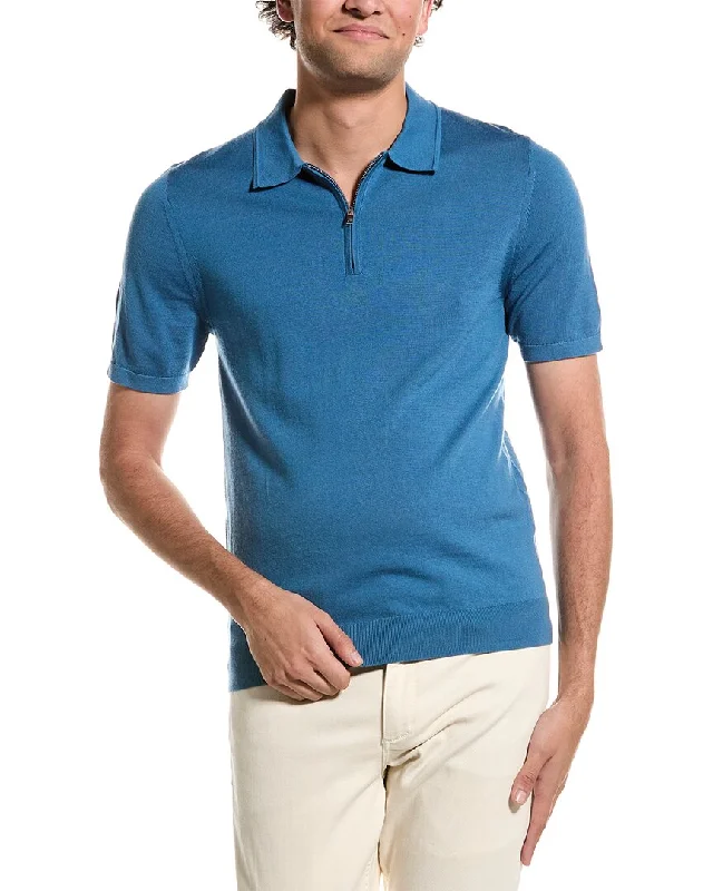 Men’s short-sleeve vent polos-Reiss Maxwell Merino Wool 1/2-Zip Polo Shirt