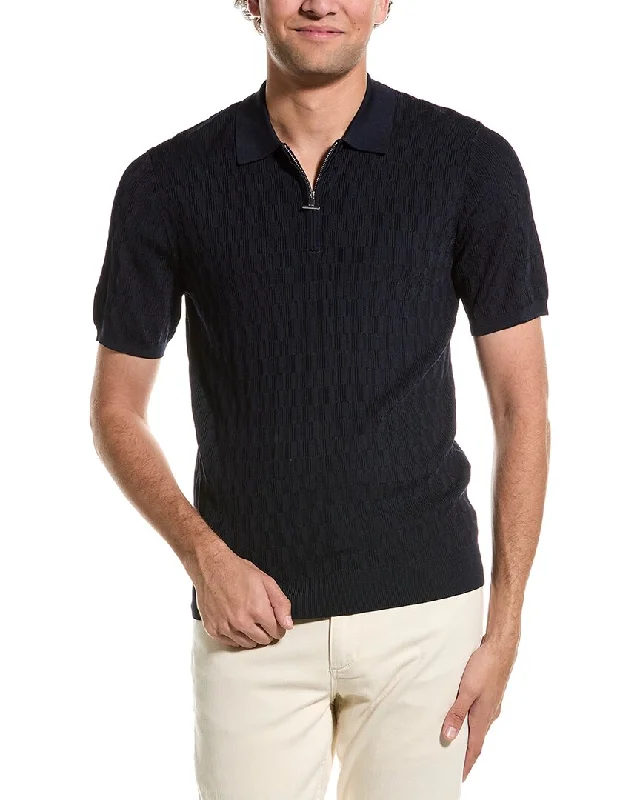 Men’s short-sleeve idyll tops-Reiss Ubud 1/2-Zip Textured Polo T-Shirt